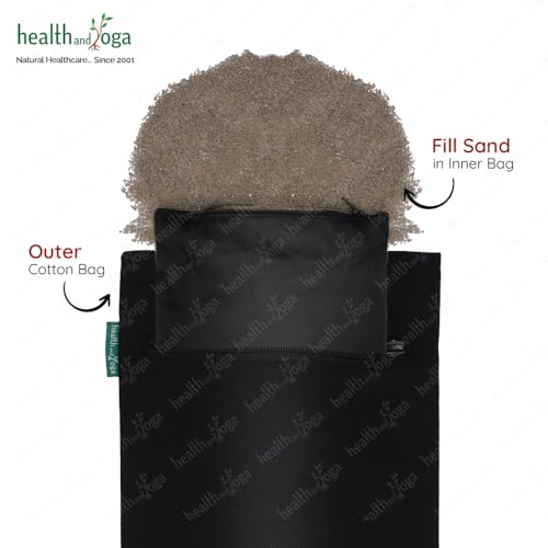 SoulGenie HealthAndYoga™ Yoga Sand Bags - Double Bag with Inner Waterproof Bag - Prop for Adding Weight and Support (Black) - color: Black
