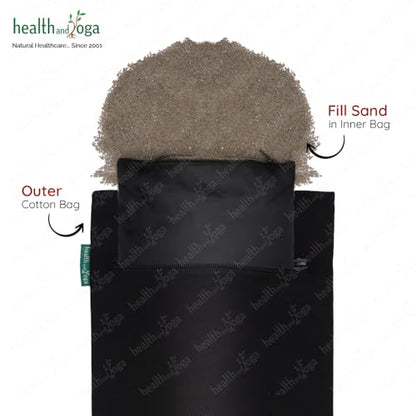 SoulGenie HealthAndYoga™ Yoga Sand Bags - Double Bag with Inner Waterproof Bag - Prop for Adding Weight and Support (Black) - color: Black
