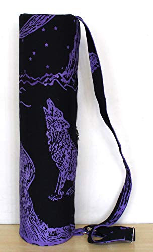 INDIAN CRAFT CASTLE ICC Yoga Mat Bag Carrier Full-Zip Exercise Yoga Mat Carry Bag for Women Men with Multi-Functional Storage Pockets and Adjustable Shoulder Strap 26X6 Inches - style: Purple Crying Wolf