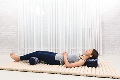 Leewadee Small Yoga Bolster – Shape-Retaining Cervical Neck Roll, Tube Pillow for Comfortable Reading, Kapok Filling, 22 x 6 x 6 inches - color: Cbt1 - Blue