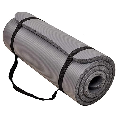BalanceFrom 1-inch Thick 71x24 Inches Extra Thick Exercise Yoga Mat - color: Gray