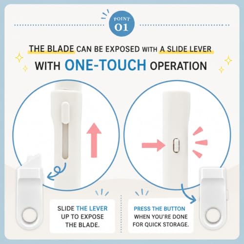 ROUNDS cardboard cutter mini cutter letter opener | The blade can be extended with a simple slide of the lever.