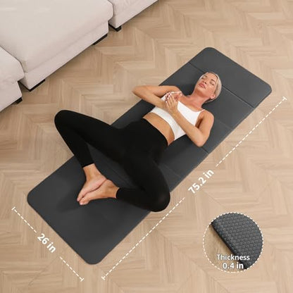 PAIDU Foldable Yoga Mat 10mm Thick, 75"x26" Non-Slip Fitness Exercise Mat - color: Black
