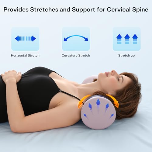 Neck Roll Pillow - Cooling Cover Round Neck Pillow for Sleeping - Memory Foam Cervical Roll Pillow - Ergonomic Bolster Pillow for Neck, Leg, Back, Yoga, Relaxing (Blue Purple) - color: Blue Purple