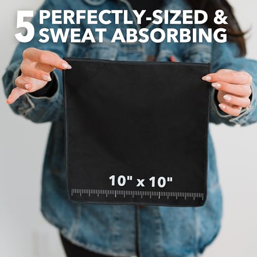 SweatBlock Microfiber Sweat Absorbing Handkerchiefs, 10x10 Inch, 5-Pack - size: 10 x 10 inches