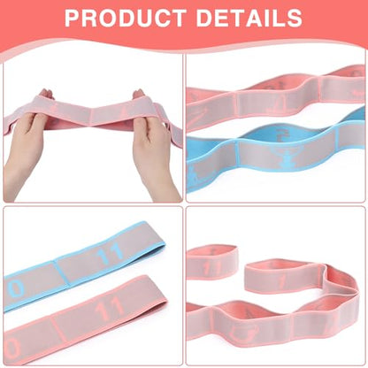 Elastic Yoga Stretching Strap with Loops, CEILIWEN Stretch Straps for Physical Therapy, Pilates Stretch Band, Elastic Exercise Bands, Leg Stretching Strap, Stretch Resistance Bands for Exercise - color: 11 Loops - 2 PCS