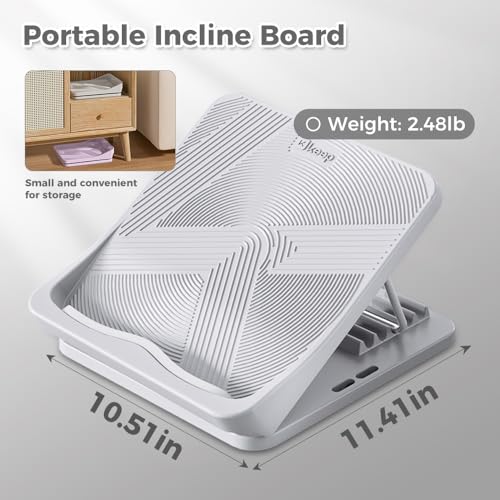 Keep Compact Slant Board for Calf Stretching, 5-Level Adjustable ABS Incline Board, Portable Foot Stretcher for Ankle Mobility, Yoga & Home Fitness, Women Teens Beginners - color: Grey