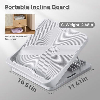 Keep Compact Slant Board for Calf Stretching, 5-Level Adjustable ABS Incline Board, Portable Foot Stretcher for Ankle Mobility, Yoga & Home Fitness, Women Teens Beginners - color: Grey