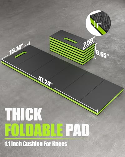 Mechanic Mat, 47.2 x 15.7 x 1 Inch Foldable Mechanic Kneeling Pad, Green - color: Green