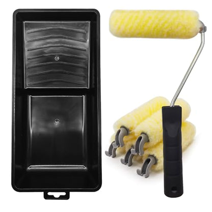 Mini Paint Roller Kit - 4 Inch Small Paint Roller Frame, 5 Packs Microfiber Paint Roller Covers,Sturdy Tray, Perfect for Painting Wall, Cabinets, Doors, Craft Work - size: 4 Inch,7 pack