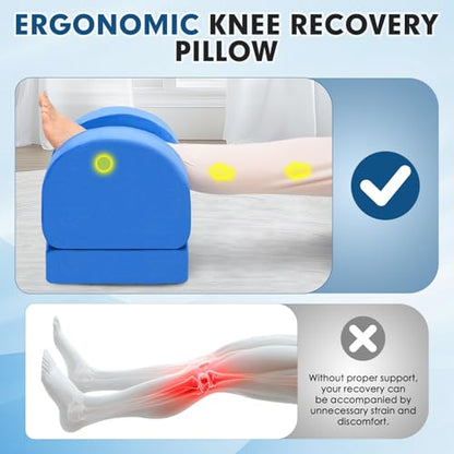AUROPEAK Knee Replacement Pillow, Adjustable Leg Elevation Pillow, Blue