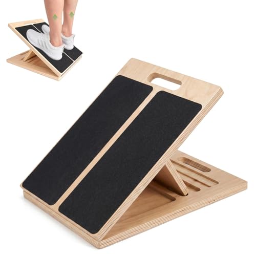 Slant Board for Calf Stretching, Portable Wooden Slant Board with 5 Adjustable Angles, Non-Slip 300lb Weight for Squats, Calf Muscles, Knees, Heel, Ankle, for Home, Gym, Office