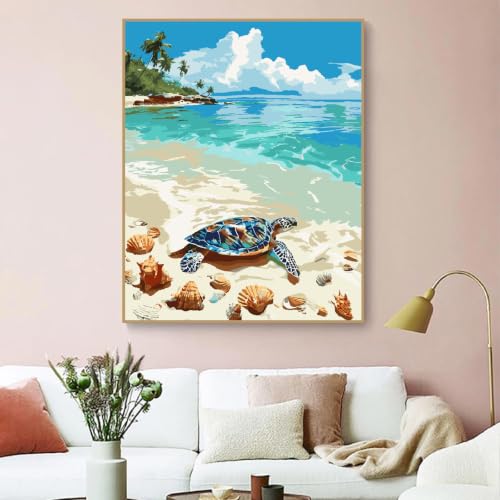 ZRIZQ Paint by Numbers Kit for Adults Beginner,Beach Landscape,16x20 | Full set with rich paints,wooden brushes,rolled canvas.Calming activity.Beginner friendly.Just open and paint. - color: 16"X20"Rolled Canvas-Landscape 15