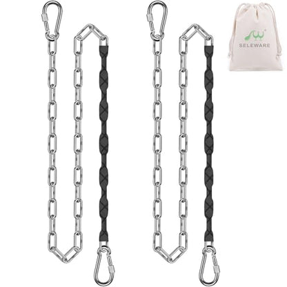 SELEWARE 2 Pcs 85" Stainless Steel Hanging Chains Heavy Duty Swing Chains - color: Black, size: 85" (2 Pcs)