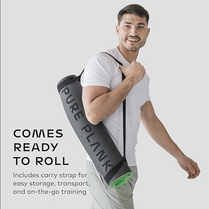 Reversible Yoga Mat - 5mm Thick Dual Sided Non-Slip Exercise Mat Made with 100% Recyclable Natural Rubber Eco-Friendly Fitness Pad for Core Training, HIIT, Pilates & Home Gym 26x71"