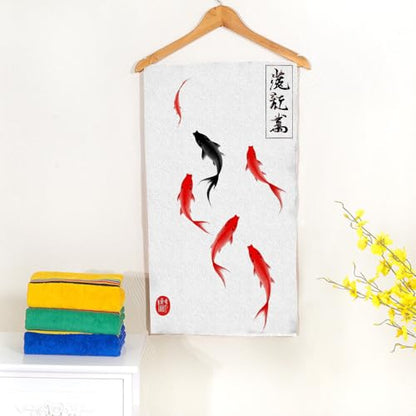 Fish Classic Chinese Carp Pond Beach Towel Nature Ink Artistic Face Towels Suit Travel Sports Pool Swimming Bath Camping Spa Gym Yoga,15x30 Inch - color: Fish Classic Chinese Carp Pond