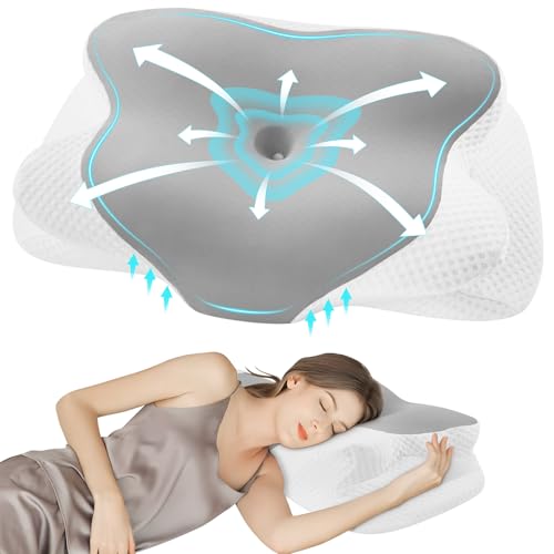 DONAMA 경추 베개, 인체 공학적 메모리 폼 베개, 목 지지용 - color: 2-회색., size: Queen 24.4"L x 14.6"W x 4.7"H