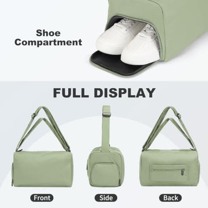 Womens Mini Gym Bag with Shoe Compartment 20L, Olive Green - color: Olive Green