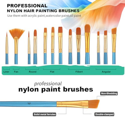54 Pieces Complete Acrylic Paint Set with Portable Wooden Tabletop Easel | Starter Painting Kit with Tubes, Canvas Panels, Sketch Pads, Brushes, Palette for Beginners, Young Artists and Adults - color: Burlywood color