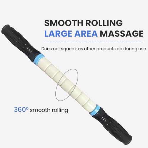 Muscle Roller Stick Ctwctr Massage Roller for Lymphatic Drainage, Cellulite Massager, Leg Massager for Circulation and Pain Relief, Deep Tissue & Trigger Point Massage - color: White