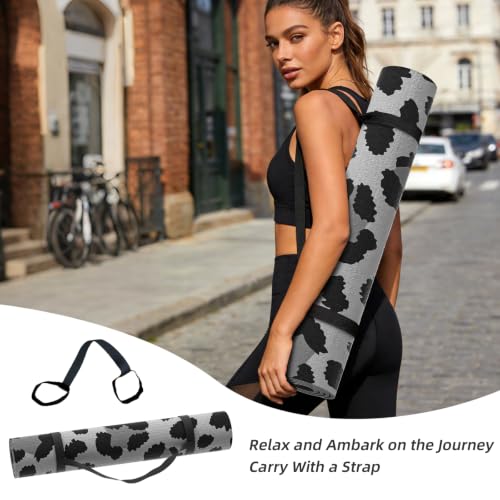ILILI Yoga Mat Leopard Print Yoga Mat 8mm, Suede & TPE Thick Exercise Mat - color: Grey