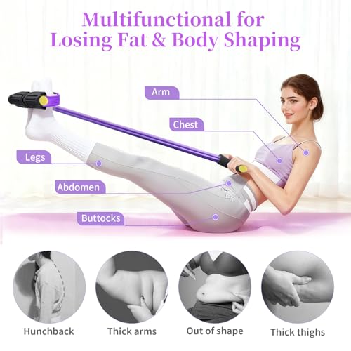 Pedal Resistance Band with Handle, Upgraded 6-Tube Exercise Bands - color: Purple