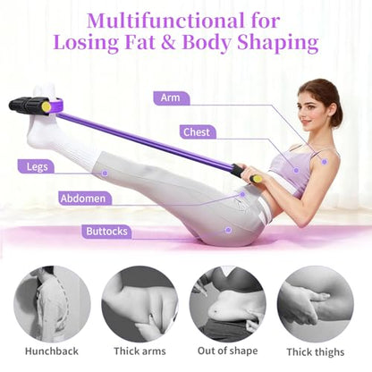 Pedal Resistance Band with Handle, Upgraded 6-Tube Exercise Bands - color: Purple