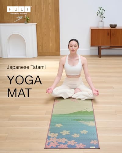 FULI Japanese Tatami Yoga Mat, Igusa Mat, Non-Slip Exercise & Fitness Mat