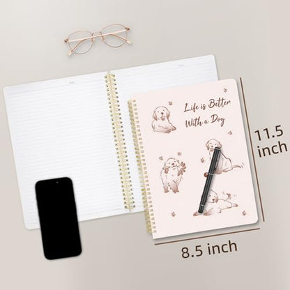 Cute Spiral Notebook journal A4 Aesthetic Pretty Design for Women Girls Kawaii with Pocket, 8.5 x 11 inch, Lined, Better Dog - color: Better Dog, style: Lined
