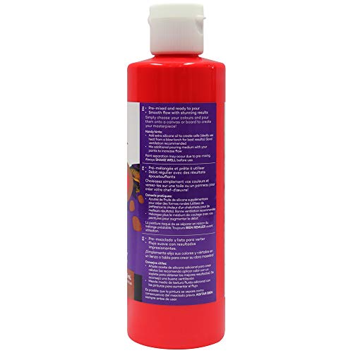 Mont Marte Premium Pouring Acrylic Paint, 240ml (8.11oz),Cadmium Red, Pre-Mixed Acrylic Paint, Suitable for a Variety of Surfaces Including Stretched Canvas, Wood, MDF and Air Drying Clay. - color: Cadmium Red, size: 8.12 Fl Oz (Pack of 1)