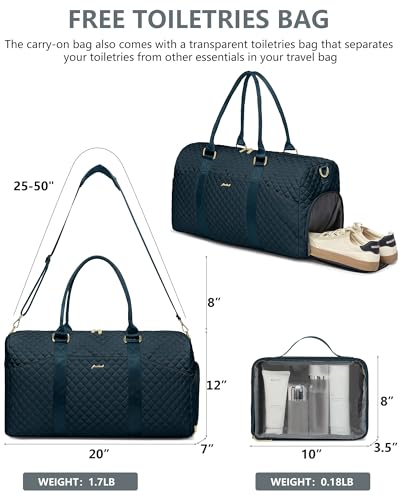 Women Weekender Travel Duffle Bag: Travel Duffel Overnight Bags with Shoe Compartment Large Carry on Tote with Toiletry Bag Weekend Traveling Yoga Gym Hospital Bag for Women with Wet Pocket - color: 07-Peacock Blue, size: Large