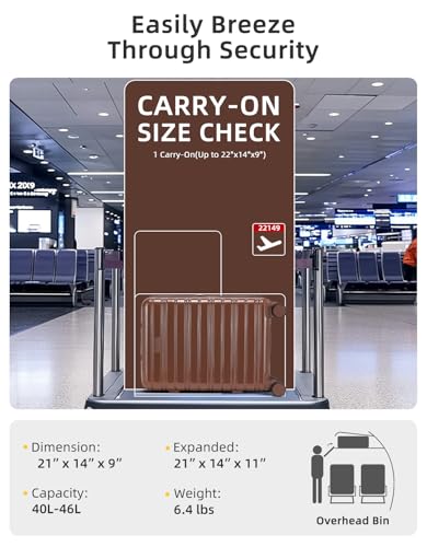 LARVENDER Carry On Luggage 22x14x9 Airline Approved, Suitcases with Wheels - color: Mocha 1