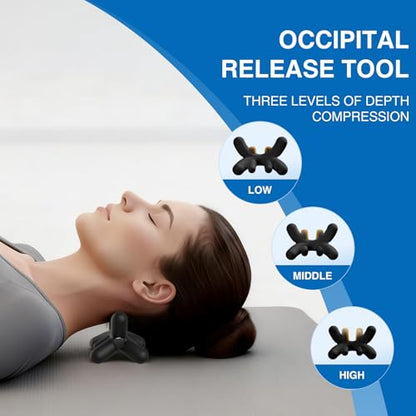 Occipital Release Tool, Release Tool for Neck for Headache Relief, Deep Nerve Release Tool with Acupressure Design Targeting Hard-to-Reach Muscles, Gift for Women & Men - color: Black