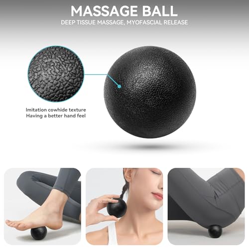 Krightlink 5-in-1 Foam Roller Set High Density Deep Tissue Muscle Massage - color: Pure Black