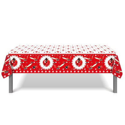 1Pc Ladybug Insect Party Plastic Tablecloth 54 x 87 Inch Long Table Cover, Coccinella Septempunctata Party Tablecover for Ladybird Theme Kids Baby Shower Birthday Dinner Picnic Kitchen Event - color: Ladybug Insect