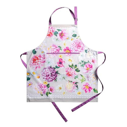 Maison d' Hermine Aprons for women with Pocket 100% Cotton (27.50"x31.50") | Adjustable Neck Strap & long ties Apron Men Chef Wedding Cooking Gardening Server Maid - color: 052 - Pivoine