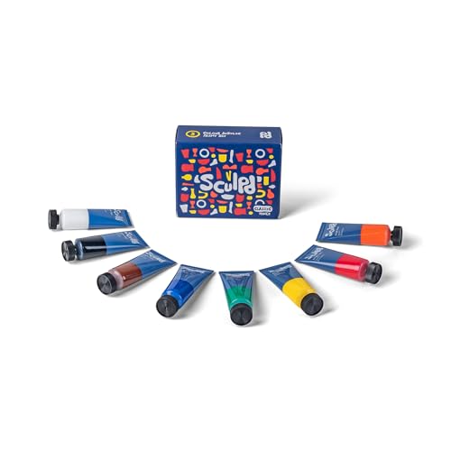 Sculpd Acrylic Paint Set, 8 x 22ml Tubes of Premium Coloured Acrylic, Heavy Body & Vibrant Colours, Paint on Air Dry Clay, Canvas, Ceramic, Fabric, Wood & More, Classic Tones | Vibrant acrylic paint for air dry clay, canvas, ceramic, fabric, wood and more