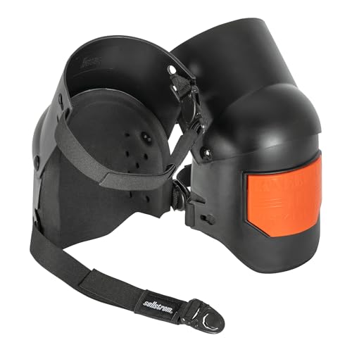 Sellstrom KneePro Professional Construction Kneepads for Work - Men & Women | Hybrid Gel & Thick Foam Cushion Knee Pads, for Roofing, Flooring, Gardening, Heavy-Duty Hard Shell, No-Slip Double Straps - color: Orange/Black (Hybrid Gel Pack)