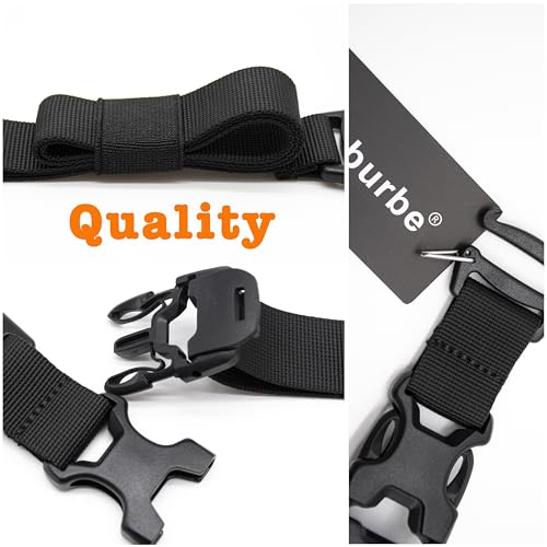 33” Long Tactical Backpack Straps with Quick Release Buckle, Heavy Duty Adjustable Attachment Straps, Tightening & Add On Belt for Sleeping Bag, Tent, for Hiking, Cycling – 2 Pack Black