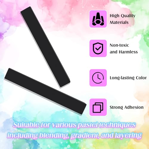 Watersay 24 Pcs Soft Pastel Drawing Chalk Set Square Sketch Chalk Non-toxic Artist Pastel Sticks for Professional Artists and Art Lovers(60 x 8 x 8 mm,Black) - color: Black