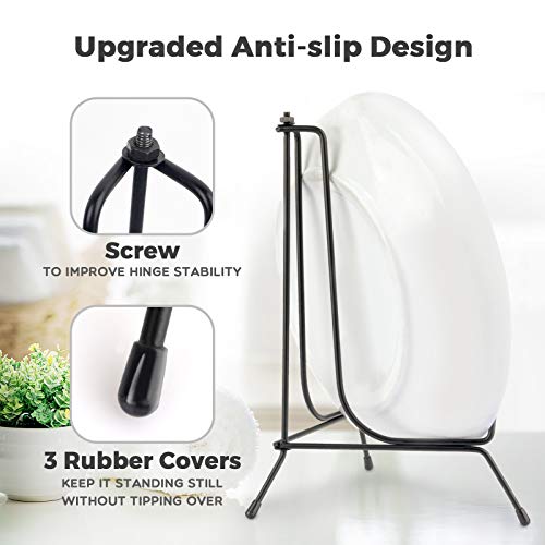 Mocoosy 4 Pack 8 Inch Improved Anti-Slip Plate Stands for Display | Plate Holder Display, Picture Frame Holder Stand, Black Iron Easel Stands for Photo, Decorative Plate, Tablets and Table Art - size: 8 Inch