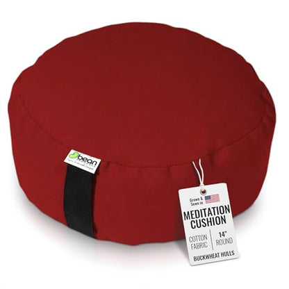 Bean Products Round Zafu Meditation Cushion, Yoga Pillow 14" Dia - Red | Heavy Weight Washable Cotton Cover - Buckwheat Hull Filled Inner liner - Zen Floor Sitting Cushion - 14" Diameter - color: Red, size: Round - 14"