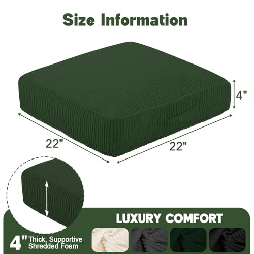 Floor Pillow for Adults, 22"x22" Square Floor Cushions - color: Green, size: 22x22x4.2 inch