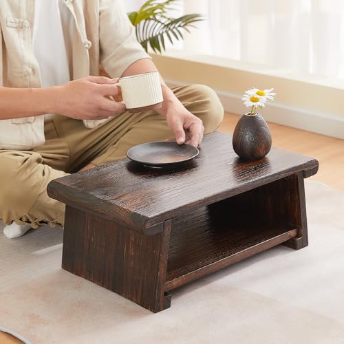 Folding Japanese Low Floor Table,Small Wood Meditation & Altar Table - size: 19.7"x11.8"x7.9"