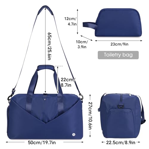 Ceneda 20" Gym Bag for Women with Wet Pocket & Shoe Compartment, Lightweight Duffel Waterproof Carry On Duffle for Travel, Yoga, Overnight (Navy Blue) - color: Navy Blue