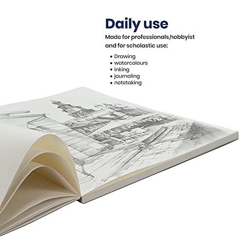 LayFlat Sketchbook - 8.27 x 11 Inches - Black Blank Note Book, 64 Sheets, Thick 100gsm Paper, for Drawing, Sketching, and journaling - color: Black, size: Large