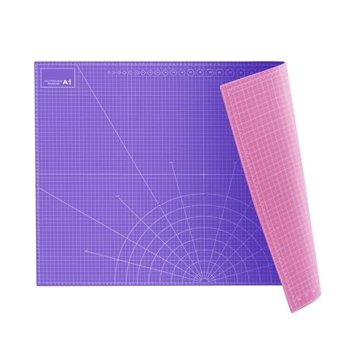 35" x 23" Self Healing PVC Cutting Mat, A1-Pink or Purple | Large, Double Sided, Gridded Rotary Cutting Board, For Craft, Quilting, Fabric, Scrapbooking, Sewing - color: A1-Pink or Purple
