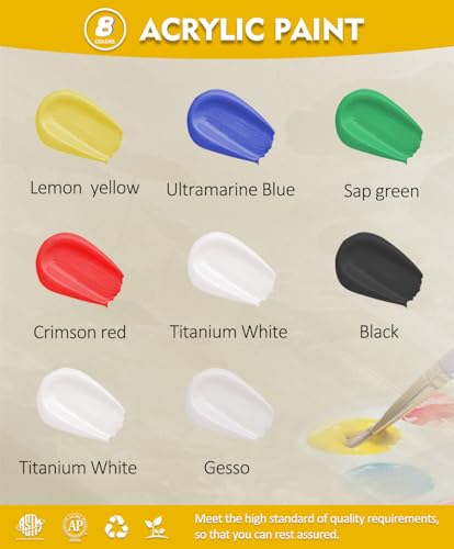 Colorful Artist Acrylic Paint Set, 16 Pack with Brush & Palette, Craft Paint