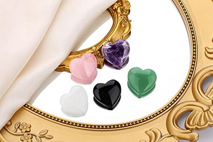 QINJIEJIE 5Pcs 1.2" Rose Quartz Heart Crystals Amethyst Healing Crystal - color: Y- 1.2" Large - 5pcs