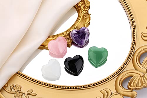 QINJIEJIE 5Pcs 1.2" Rose Quartz Heart Crystals Amethyst Healing Crystal - color: Y- 1.2" Large - 5pcs